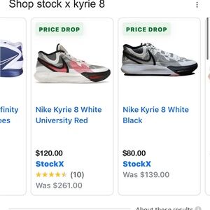 KYRIE 8 “GREY/White/Red.  KIDS SIZES ONLY  SEND ME THERE SIZE SEE IF I HAVE 👍🏽